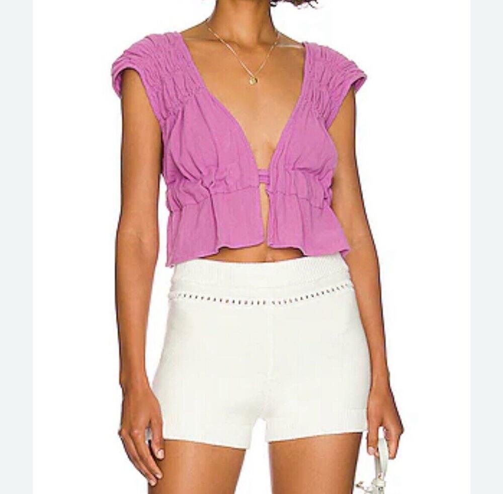 Free People Hot Spell Orchard Plum Cotton Crop Top Size XL